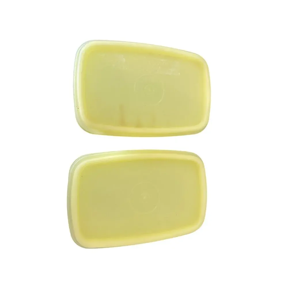 2 VTG Tupperware Yellow Shelf Saver Containers 1243-2 With‎ Lids